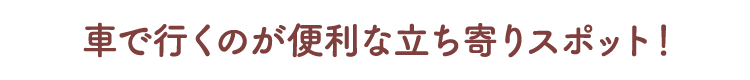 車で行くのが便利な立ち寄りスポット！