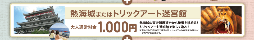 熱海城またはトリックアート迷宮館 大人通常料金1,000円